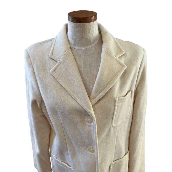 Andrea Viccaro Cream Wool Cashmere Blend Blazer 14 - Picture 2 of 8